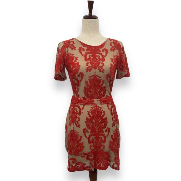 For Love And Lemons Red and Cream Mini Dress - Picture 2 of 14